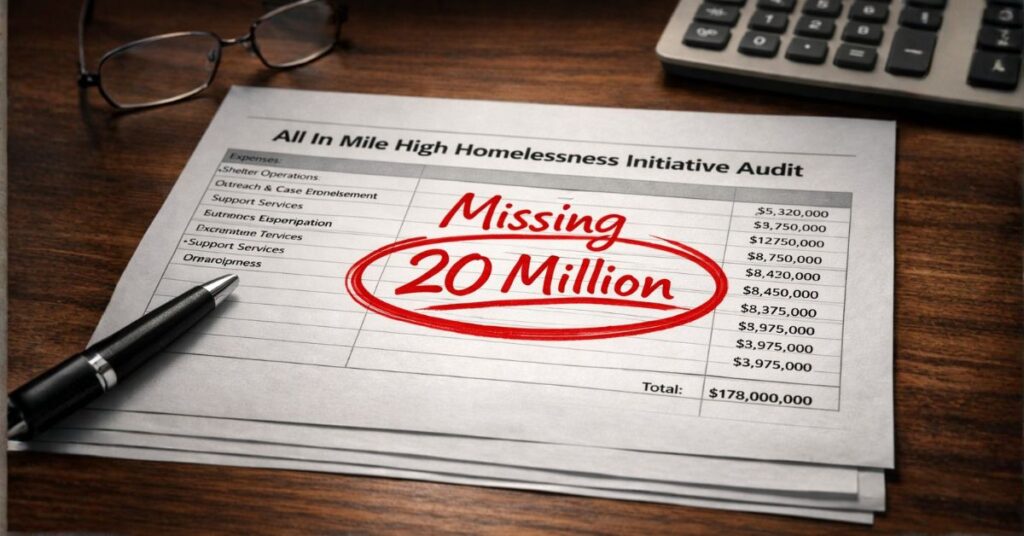 Financial ledger with $20M circled highlighting missing funds