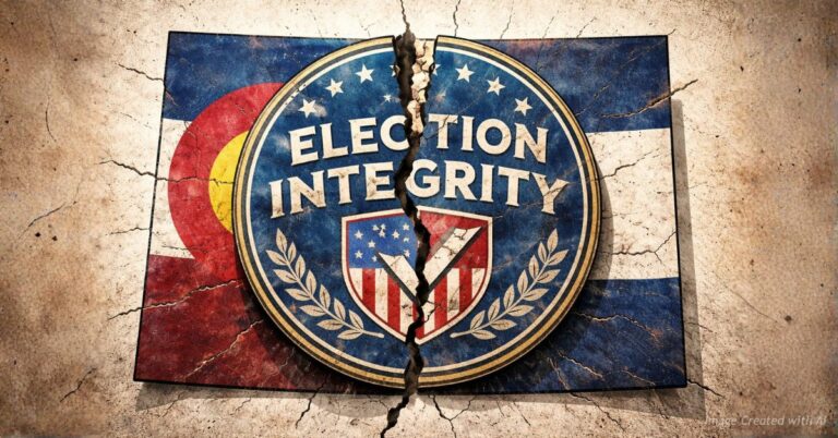 Cracked seal representing concerns over election transparency
