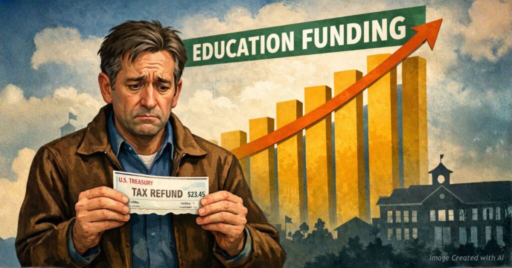 Taxpayer holding shrinking refund as education spending rises