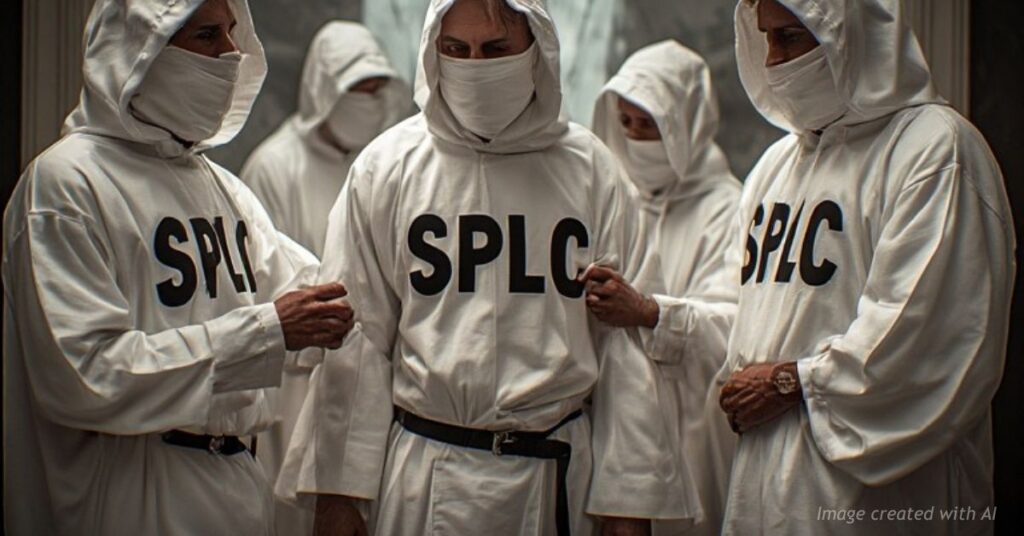 Southern Poverty Law Center: people dressed in white robes and masks