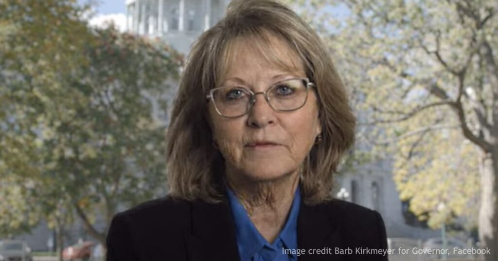 Barb Kirkmeyer stands in front of the Colorado State Capitol building in Denver