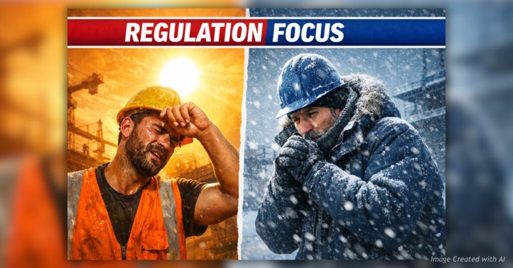 Workers in extreme heat and cold representing workplace safety debate