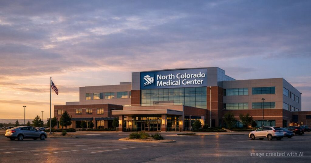 North Colorado Medical Center in Greeley with subdued morning light
