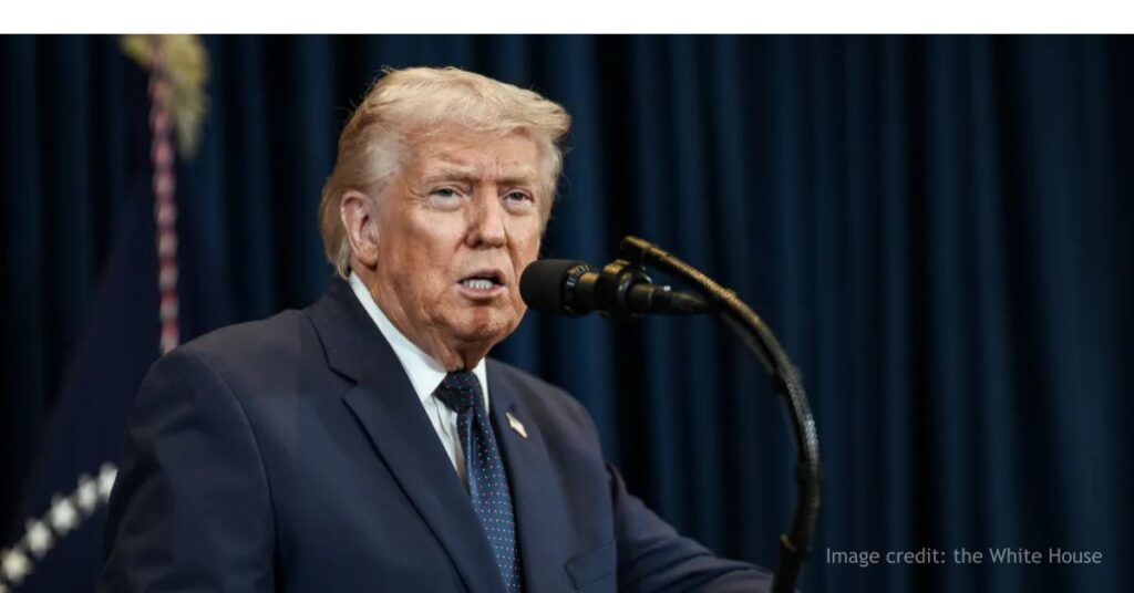 President Trump commenting at a press conference at the White House.