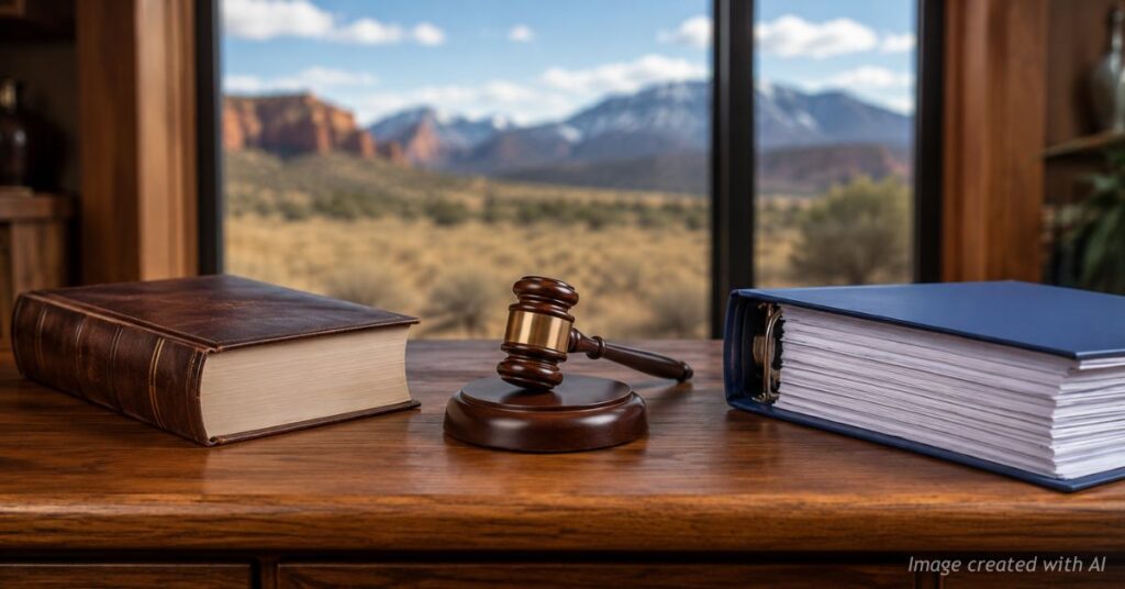 Gavel between law book and federal regulations in power dispute