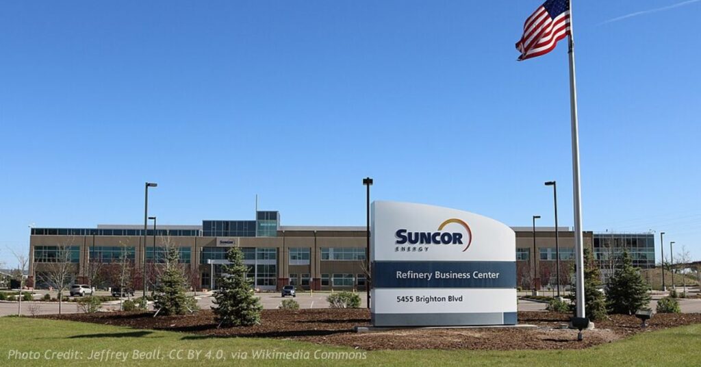 Suncor Energy refinery and office complex on Brighton Boulevard in Commerce City, Colorado